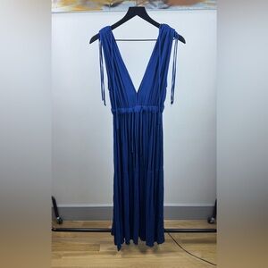 Elan Royal Blue Deep V-Neck Maxi Dress – Size S